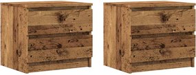 vidaXL 2 db antik fa színű szerelt fa éjjeliszekrény 50 x 40 x 43,5 cm