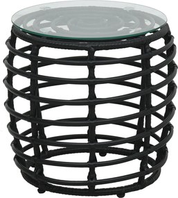 vidaXL 3-darabos fekete polyrattan bisztrószett