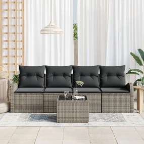 5 darabos kerti kanapészett párnákkal Szürke poli rattan