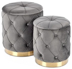 KÉSZLET 2x Taburet POLLY átm. 40/44 cm szürke/arany