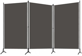 antracitszürke 3 paneles paraván 260 x 180 cm