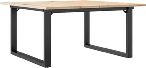 vidaXL tömör fenyőfa és acél dohányzóasztal O-vázzal 90x90x45 cm