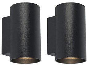 2 db modern fali lámpa szett fekete kerek - Sandy