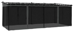 antracitszürke acél pavilon hálós oldalakkal 6 x 3 m