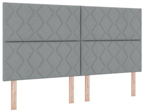 Boxspring ágy matraccal, világosszürke, szuper king, szövet