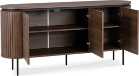 BECK ovális/ívelt háromajtós komód, 160 cm, dió