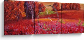 Egy vörös táj képe (órával) (90x30 cm)
