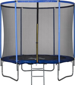 HOMCOM Kültéri Trambulin, Rugós Szőnyeg Gyermekeknek és Felnőtteknek, Biztonsági Hálóval, Lépcsővel és Párnázott Peremmel, Kert és Otthoni Játékok, Ø2