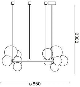 Ideal Lux - LED Csillár zsinóron PERLAGE 14xG9/3W/230V átm. 85 cm fekete/füstös