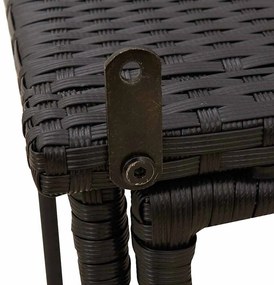 fekete polyrattan összecsukható kerti asztal 90x51x75 cm