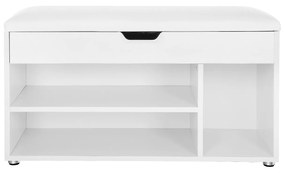 LUJZA cipősszekrény és tároló ülőkével, 80x30x44cm, fehér Vasagle