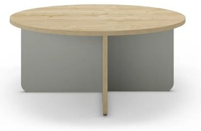 Világoszöld-natúr színű kerek dohányzóasztal tölgyfa dekoros asztallappal ø 80 cm Hillary – Marckeric