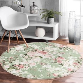 Világoszöld mosható-robotporszívóval tisztítható kerek szőnyeg ø 100 cm Comfort – Mila Home