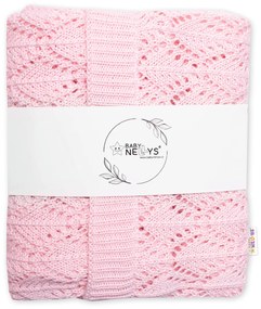 Baby Nellys Luxus pamut horgolt takaró, takaró SZERETET, 75x95cm - világos rózsaszín 75 x 90 cm
