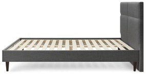 Fekete kárpitozott franciaágy ágyráccsal 180x200 cm Elyna – Bobochic Paris