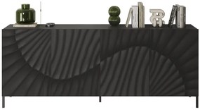 SNAKE négyajtós komód, antracitszürke laminált testtel és antracitszürke, díszített mintázatú előlapokkal