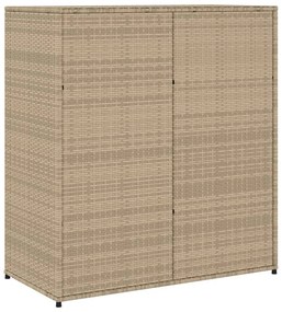 bézs polyrattan kerti tárolószekrény 105 x 55 x 113 cm