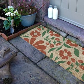 Kókuszrost lábtörlő 40x120 cm Red &amp; Green Floral – Artsy Doormats
