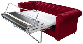 Oxford Chesterfield Kihúzható Kanapé, 88x216x75 cm, 3 személyes, piros
