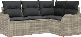 vidaXL Kerti Kanapé Szett 4 pcs Világosszürke polirattan
