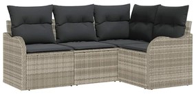 vidaXL Kerti Kanapé Szett 4 pcs Világosszürke polirattan