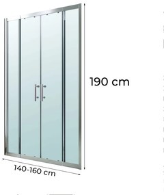 Tavern 140x190 cm kétszárnyú zuhanyajtó