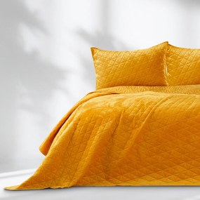 Sárga bársony steppelt ágytakaró 220x240 cm Laila – Restilo