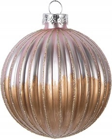 Rózsaszín-arany üveg karácsonyi dekoráció Noetijn I 8x8 cm