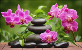 Stílusos Dekoratív Fotótapéta Flizelin Orchidea kövek 416x254 Ragasztó