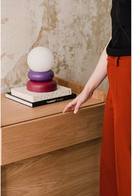 Piros-lila tömörfa asztali lámpa üveg búrával (magasság 24 cm) Otem – noo.ma