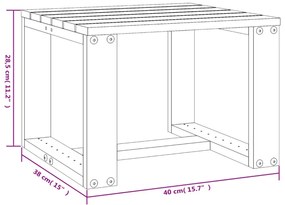 fekete kerti tömör fenyőfa kisasztal 40x38x28,5 cm