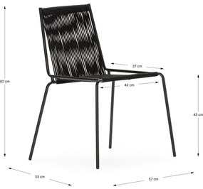 Fekete fém rakásolható étkezőszék szett 2 db-os Emily – Marckeric