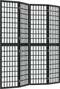 vidaXL 4 paneles fekete japán stílusú összecsukható paraván 160x170 cm