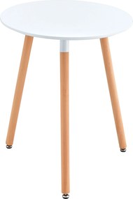 Étkezőasztal, fehér/bükk, átmérő 60 cm, ELCAN NEW TYP 1