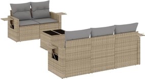 vidaXL 6 részes bézs polyrattan kerti ülőgarnitúra párnával