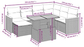 8 részes bézs polyrattan kerti ülőgarnitúra párnával