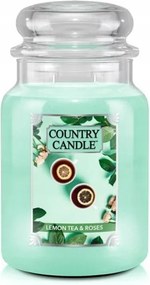 Lemon Tea & Roses Country Candle nagy illatgyertya két kanóccal