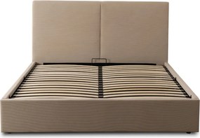 Ágy 160x200 cm méretben, ágyneműtartóval, bézs színben, kordbársony kárpittal MARSYLIA