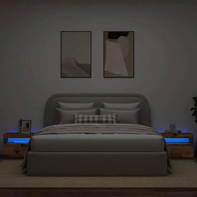 éjjeliszekrény LED fényekkel régi fa 60x35x40 cm gépelt fa