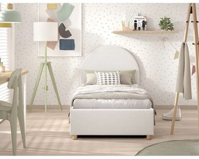 Fehér kárpitozott ágyneműtartós egyszemélyes ágy ágyráccsal 90x200 cm Moon – Vipack