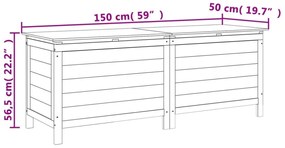 antracit tömör fenyőfa kerti tárolóláda 150 x 50 x 56,5 cm