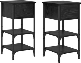 vidaXL Éjjeliszekrény fiókkal 2 pcs Fekete tölgy 33.5 x 36 x 70 cm
