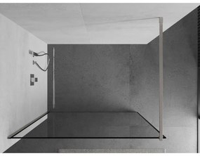 Mexen Kioto, Walk-In zuhanyparaván 140 x 200 cm, 8 mm átlátszó üveg fekete mintás, csiszolt acél profil, 800-140-101-97-70