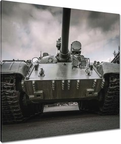 Vászonkép 90x90 Régi tank a háttérben törmelék