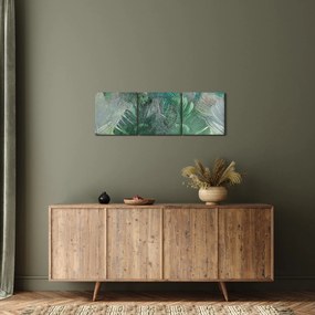 Kép - Beton textúra levelekkel (órával) (90x30 cm)