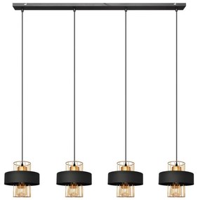 Csillár zsinóron VOLTA 4xE27/15W/230V fekete/arany