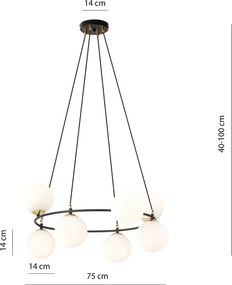 Emibig modern függeszték azura fehér fekete arany emi1295/8