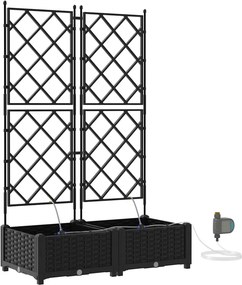 vidaXL Kerti cserép 2 pcs Fekete Acél