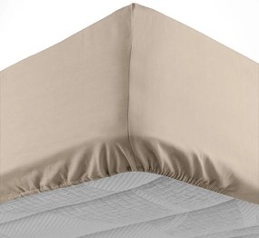 Világosbarna gumis pamut lepedő 180x200 cm Lina – douceur d'intérieur
