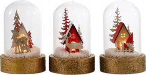 Hoff Interieur LED-es ĂŒveg hĂĄzikĂłk karĂĄcsonyi dekorĂĄciĂł szett 3 db-os 6x10 cm